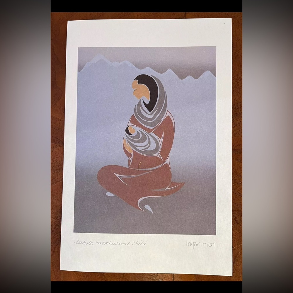 Contemporary Canadian Art Card Series Artist Ioyan Mani “Dakota Mother and Child